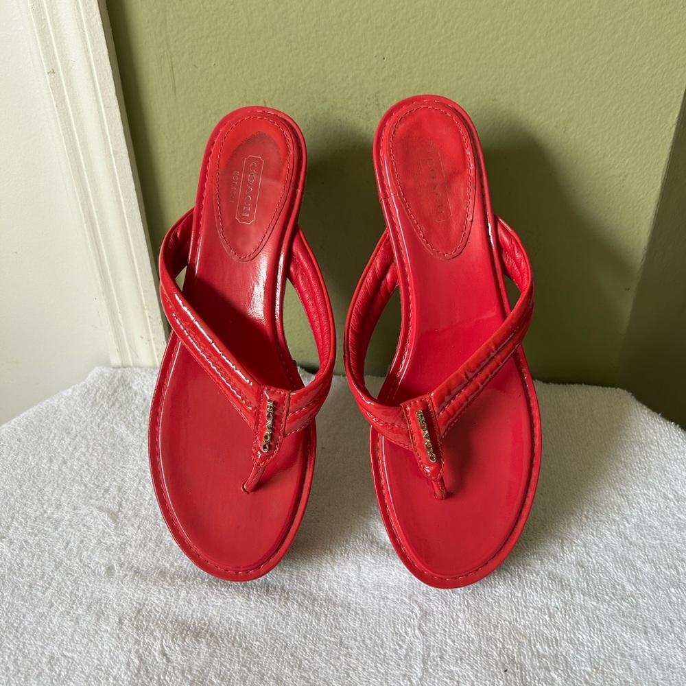 Coach Nella Women's Pink Wedge Sandals - Picture 2 of 12